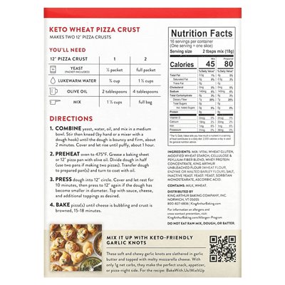 King Arthur Baking Company, Keto-Weizenpizza, Teigmischung, 10,25 Unzen (291 g) King Arthur Baking Company, Keto-Weizenpizza, Teigmischung, 10,25 Unzen (291 g)