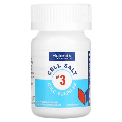 Hyland's Naturals, Cell Salt 3, Calc Sulph 6x, 100 Szybko rozpuszczający się pojedynczy tabletka