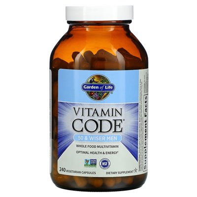 Garden of Life, kod witaminy, 50 i mądrzejszych mężczyzn, Whole Food Multiwitamin, 240 kapsułek wegetariańskich