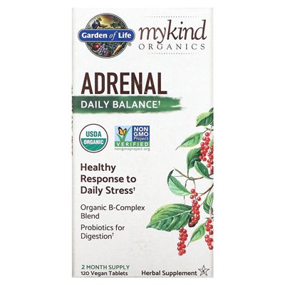 Garden of Life, Mykind Organics, Adrenal, Daily Balance, 120 Vegan Tablets