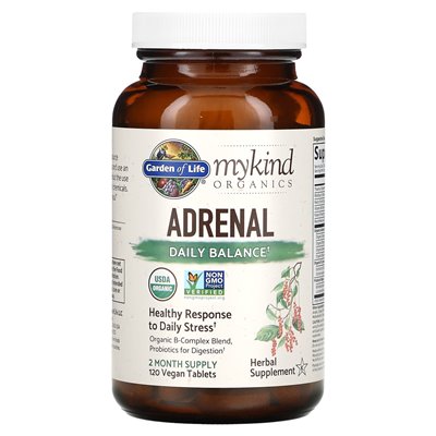 Garden of Life, Mykind Organics, Adrenal, Daily Balance, 120 Vegan Tablets