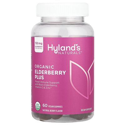 Hyland's Naturals, Organic Elderberberry Plus Gummy, Natural Berry, 60 wegańskich żelków Hyland's Naturals, Organic Elderberberry Plus Gummy, Natural Berry, 60 wegańskich żelków