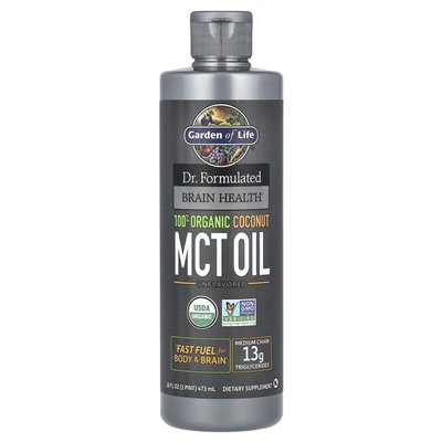 Garden of Life, Dr. Formulated Brain Health, 100% Organic MCT Coconut Oil, Unsweetened, 16 Oz (473 ml) Garden of Life, Dr. Formulated Brain Health, 100% Organic MCT Coconut Oil, Unsweetened, 16 Oz (473 ml)