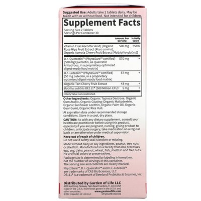 Garden of Life, Dr. sformułowany, kwercetyna zrzuca kwas moczowy, 500 mg, 60 wegańskich tabletek