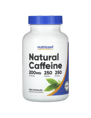 Nutricost, natürliches Koffein, 200 mg, 250 Kapseln
