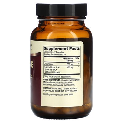 Dr. Mercola, L-Carnosin mit R-Alpha-Liponsäure, 500 mg, 60 Kapseln (250 mg pro Kapsel)
