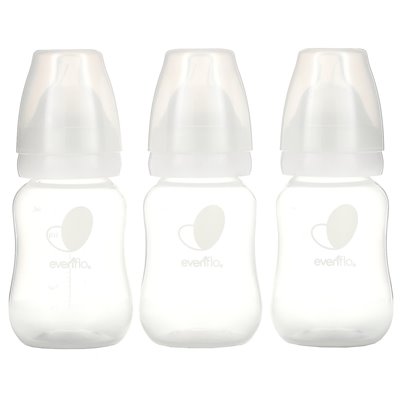 Nawetflo karmienie, równowaga+ butelki, standard, 0+ miesięcy, powolny przepływ, 3 butelki, 4 uncje (120 ml)
