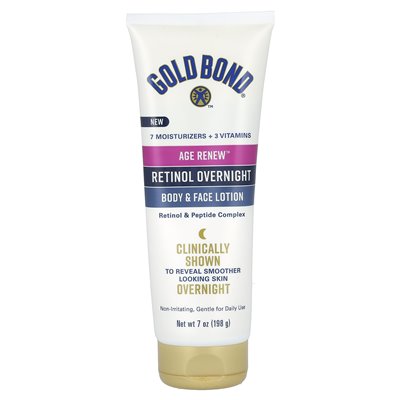Gold Bond, Age Renew, Retinol Over Night Body &amp Face Lotion, 7 uncji (198 g)