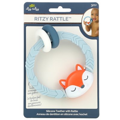 Itzy Ritzy, Ritzy Ratchot, silikonowa z grzechotką, 3+ miesiące, lis, 1 teether Itzy Ritzy, Ritzy Ratchot, silikonowa z grzechotką, 3+ miesiące, lis, 1 teether