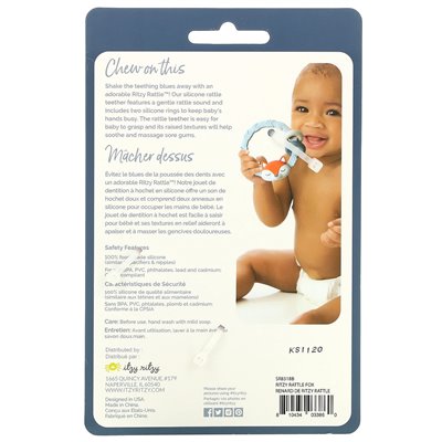 Itzy Ritzy, Ritzy Ratchot, silikonowa z grzechotką, 3+ miesiące, lis, 1 teether Itzy Ritzy, Ritzy Ratchot, silikonowa z grzechotką, 3+ miesiące, lis, 1 teether