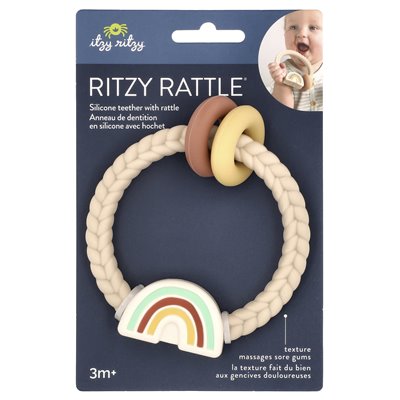 ITZzy Ritzy, Ritzy Rattle®, silikonowy z grzechotką, 3+ miesiące, tęczowy, 1 jes