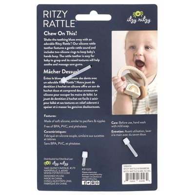 ITZzy Ritzy, Ritzy Rattle®, silikonowy z grzechotką, 3+ miesiące, tęczowy, 1 jes