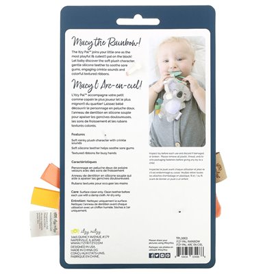 Itzy Ritzy, Itzy Pal, pluszowy kumpel z silikonową grozą, 0+ miesięcy, Macy The Rainbow, 1 Teether