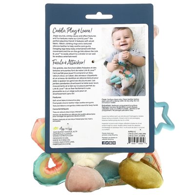 Itzy Ritzy, Link &amp Love, Plush Activity z silikonowym grozem, 0+ miesięcy, jednorożec, 1 Teether