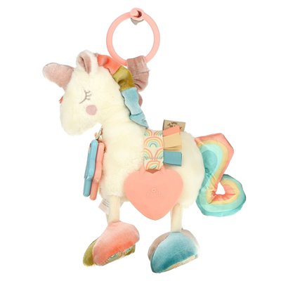 Itzy Ritzy, Link &amp Love, Plush Activity z silikonowym grozem, 0+ miesięcy, jednorożec, 1 Teether