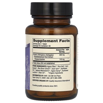 Dr Mercola, Ekologiczny ekstrakt astragalus, 60 tabletek