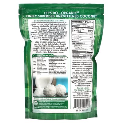 Edward & Sons, Let's Organic, 100 % ungezähmte, geraspelte Kokosnuss, 8 oz (227 g)