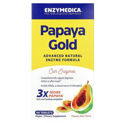 Enzymedica, Papaya Gold, Papaya Mint, 60 tabletek