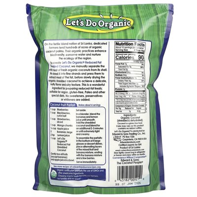 Edward & Sons, Let's Organic®, Reduced Fat, Shredded Coconut, 8.8 oz (250 g)