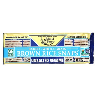 Edward &amp Sons, pieczone brązowe snoty ryżowe pełnoziarniste, niesolony sezam, 3,5 uncji (100 g)