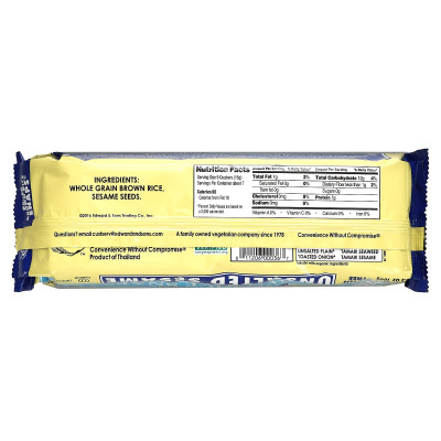 Edward &amp Sons, pieczone brązowe snoty ryżowe pełnoziarniste, niesolony sezam, 3,5 uncji (100 g)