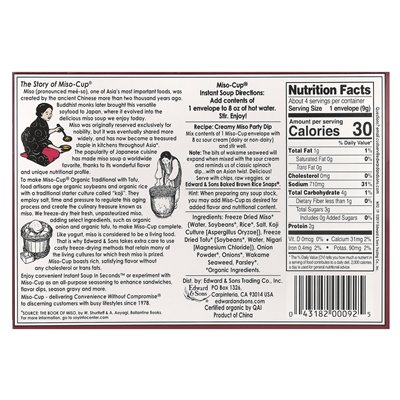 Edward & Sons, Instant Miso-Tasse, traditionell mit Tofu, 4 Einzelportionen, 1,3 oz (36 g)