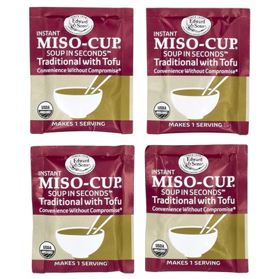 Edward & Sons, Instant Miso-cup, traditional with tofu, 4 individual servings, 1.3 oz (36 g)