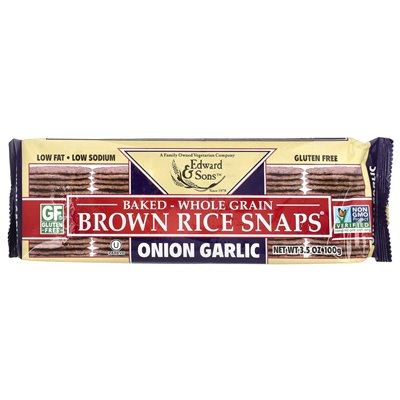 Edward & Sons, Baked Whole Grain Brown Rice Snaps®, Garlic Onion, 3.5 oz (100 g)