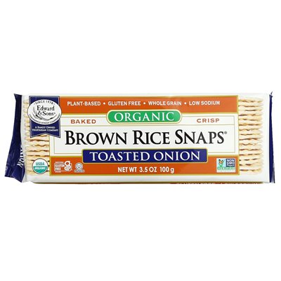 Edward & Sons, Organic Baked Crisp Brown Rice Snaps, Toasted Cebule, 3,5 uncji (100 g) Edward & Sons, Organic Baked Crisp Brown Rice Snaps, Toasted Cebule, 3,5 uncji (100 g)