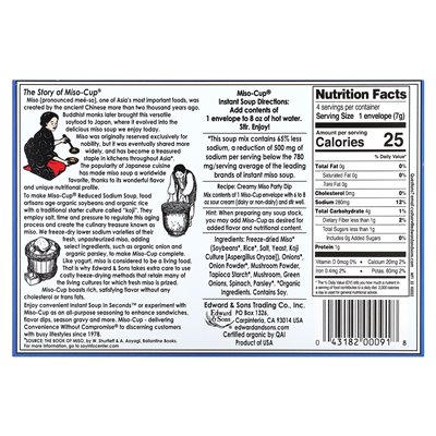 Edward & Sons, Instant Miso-cup, Reduced Sodium, 4 Single Servings, 1 Ounce (29 G)