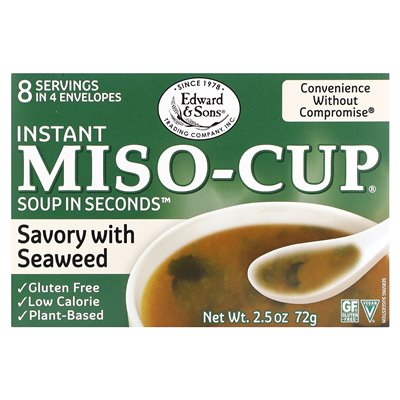 Edward & Sons, Instant Miso-cup, spicy with seaweed, 4 envelopes, 2.5 oz (72 g)