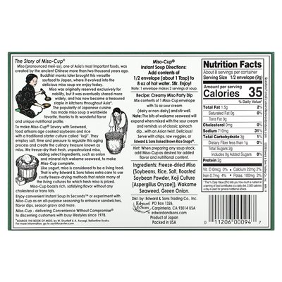 Edward & Sons, Instant Miso-Tasse, scharf mit Seetang, 4 Beutel, 2,5 oz (72 g) Edward & Sons, Instant Miso-Tasse, scharf mit Seetang, 4 Beutel, 2,5 oz (72 g)