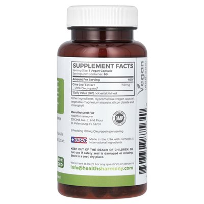 Health Harmony, Olivenblatt, 750 mg, 60 Kapseln