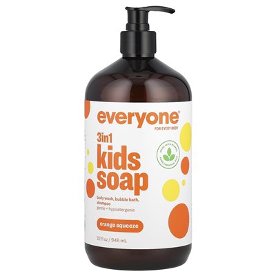 Wszyscy, 3 na 1 Kids Soap, Orange Squeeze, 32 Fl Oz (946 ml)