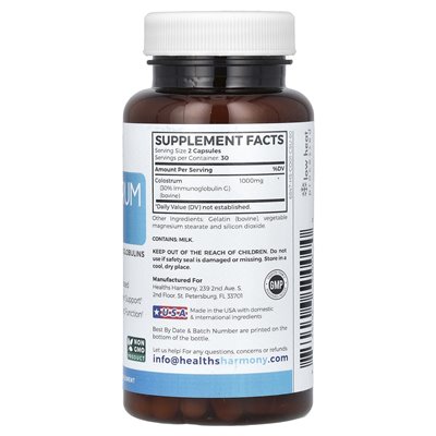 Health Harmony, Colostrum 30 % IgG, 60 Kapseln