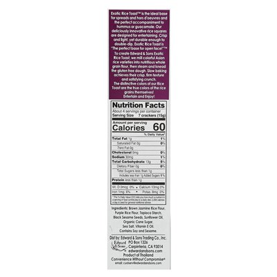 Edward & Sons, Exotic Rice Toast™, Vollkorncracker, lila Reis und schwarzer Sesam, 2,25 oz (65 g)
