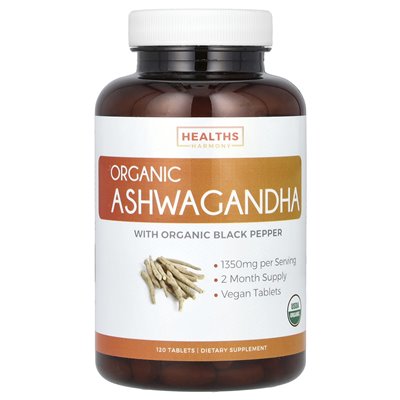 Health Harmony, Organic Ashwagandha, 1350 mg, 120 tablets (675 mg per tablet)