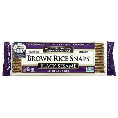 Edward &amp Sons, Baked Whole Grain Brown Rice Snaps, Black Sesame, 3,5 uncji (100 g)