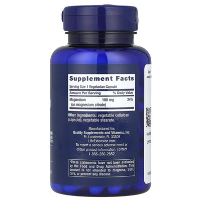Rozszerzenie życia, magnez (cytrynian), 100 mg, 100 kapsułek wegetariańskich