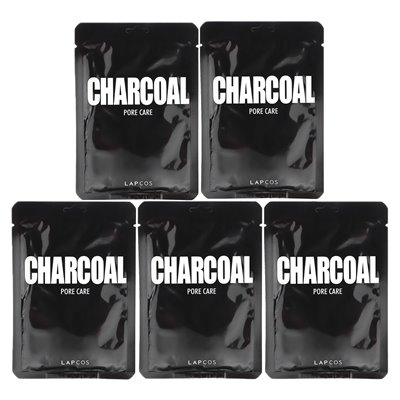 Lapcos, Care Pore Charcoal Face Mask Set, 5 Sheets, 0.84 fl oz (25 ml)