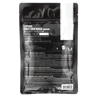 Lapcos, Zestaw maski kosmetycznej z warstwami węgla, Care Pore, 5 arkuszy, 0,84 fl oz (25 ml)
