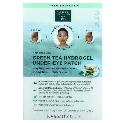 Therapeutic Earth, Grüntee-Hydrogel unter den Augen, 5 Paare