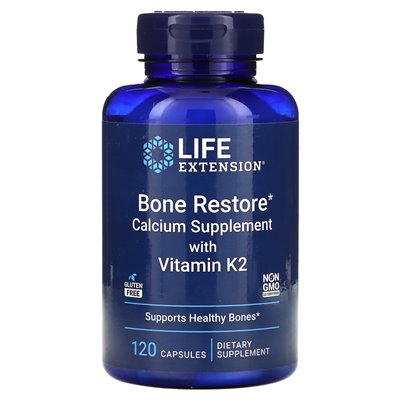 Life Extension, Bone Restoration, Calcium Supplement with Vitamin K2, 120 Capsules