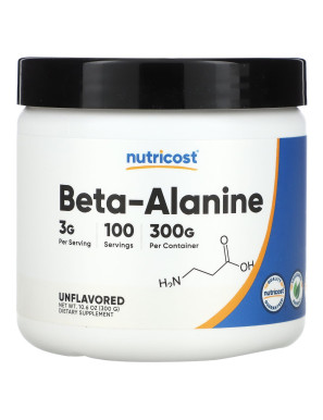 Nutricost, Beta-Alanine, Unflavored, 10.6 oz (300 g)