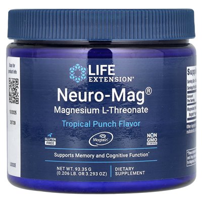 Life Extension, Neuro-Mag Magnesium L-Threonate, Tropical Punch, 3.293 oz (93.35 g)