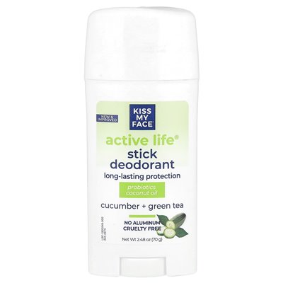 Pocałuj moją twarz, Active Life®, dezodorant, ogórek + zielona herbata, 2,48 uncji (70 g)