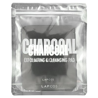 Lapcos Charcoal Exfoliating & Cleansing Pad, 5 Pads, 0.24 fl oz (7 g)