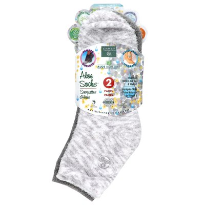 Ziemia terapeutyka, wilgoć aloesowa, skarpetki aloesowe, szary i biały, 2 pary Ziemia terapeutyka, wilgoć aloesowa, skarpetki aloesowe, szary i biały, 2 pary