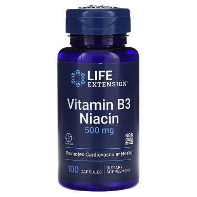 Rozszerzenie życia, witamina B3 niacyna, 500 mg, 100 kapsułek Rozszerzenie życia, witamina B3 niacyna, 500 mg, 100 kapsułek
