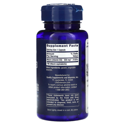 Rozszerzenie życia, witamina B3 niacyna, 500 mg, 100 kapsułek Rozszerzenie życia, witamina B3 niacyna, 500 mg, 100 kapsułek